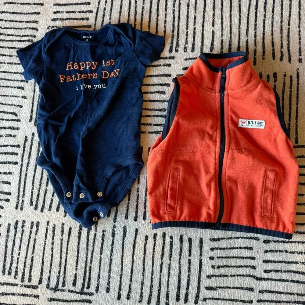 Baby Clothing Set with Graphic Rompers and Vest 9 Month